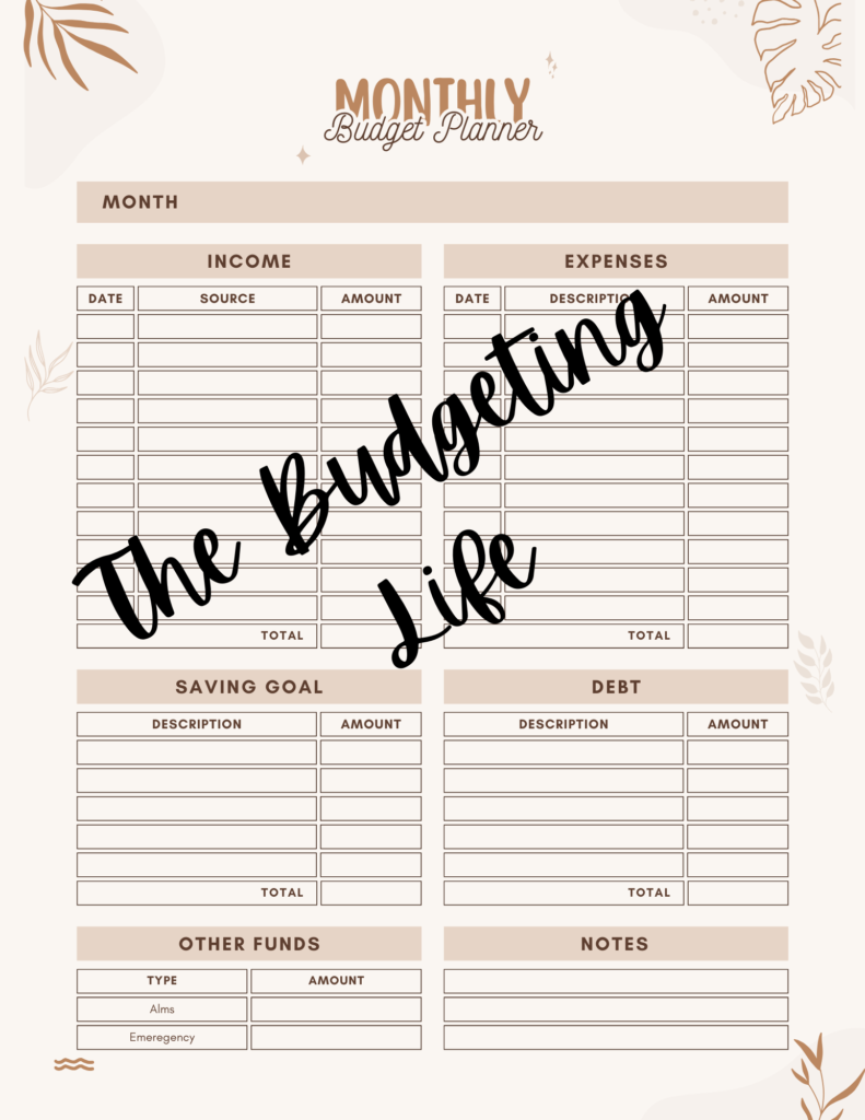 Free Monthly Budget Calendar-Printable