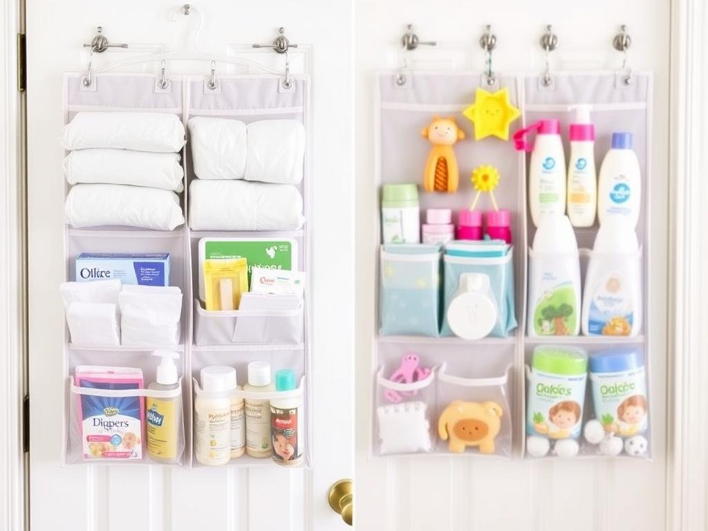 Door hanging organizer with baby supplies